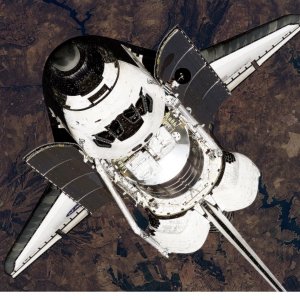 Discovery through the ISS. (edited)