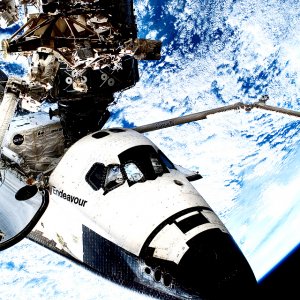 Endeavour from the view of the ISS (edited)