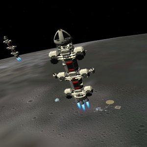 Two Eagle-Merlins scramble in lunar defence