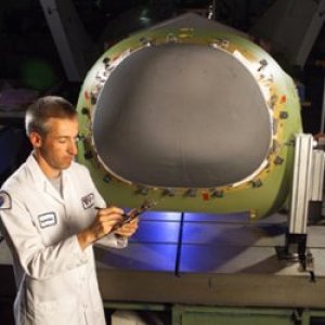 Nose cap system after integration to X-38 in Houston, October 2001