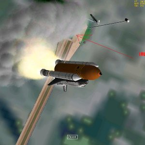 Pic 2: As you can see the shuttle is veering off course with the srbs pointing somewhere.
Look at where the pad is compared to the shuttle and follow 
