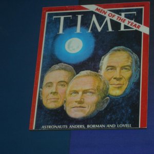 Time Magazine's men of the year featuring Bill Anders, Frank Borman, and Jim Lovell for their Apollo 8 mission around the moon