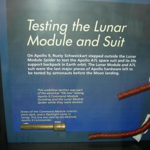 An umbilical used on Apollo 9 and a flashlight used by Jim McDivitt on the same mission