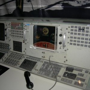 A mockup of the apollo era mission control