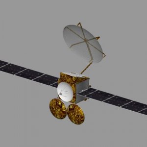 Front view of the API-110 (L7-97803/LTDRSS) prototype satellite bus.
This satellite has been custom built for the LTDRSS project, which enables highly