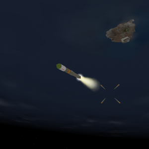 The first stage of the Soyuz launcher being jetissoned.