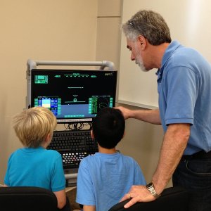 Orbiter Space Flight Simulator at a science day camp for kids, July 2013