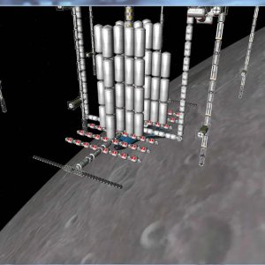 Closeup of the Lunar Station Tank farm during Mission 140