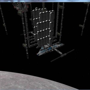 Closeup of the Lunar Station Tank farm backlit during mission 140