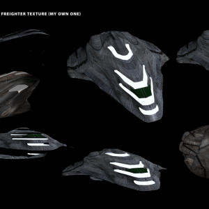 Simply playing around adding a random texture (my own Arrow Freighter texture). Texture-Mapping can be titled as 'failed' ;)