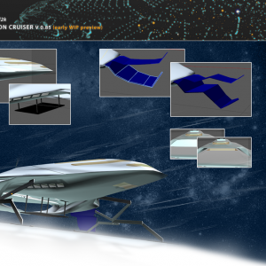 Landing skids, Hangar bay door, Solar wings - Work in progress.