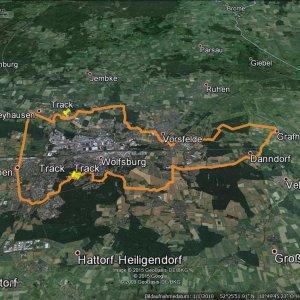 The "2x25" anniversary bicycle tour around my home town. 54 km distance, the east-most position is close to the former border to the GDR.
