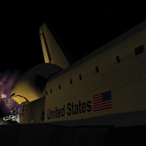 Approaching MaxQ, KSC in the backgorund