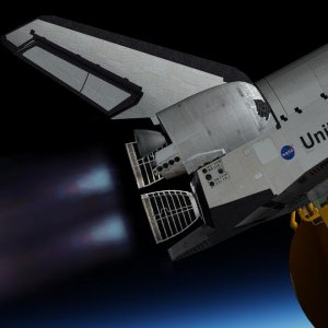 Detail of the 3 SSME exhaust
