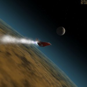Delta Glider flying over Titan.