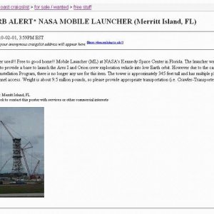 Mobile Launch Platform for Ares 1 on Craigslist