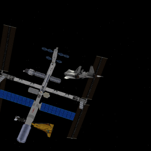 Flying around the station.