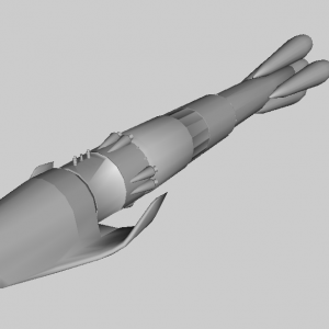 Kliper spacecraft and Soyuz-3 launch vehicle, perspective view. Note that Soyuz-3 LV details have not yet been completed.