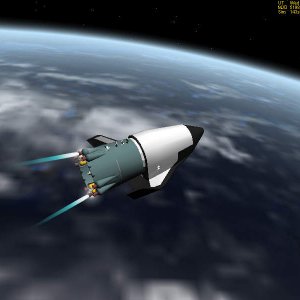 Kliper - Using the LES for orbit insertion. In this configuration, the LES motors are fired in pairs (rather than simultaneously as for an abort). The