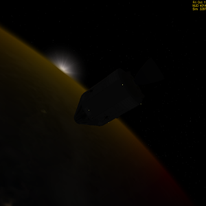 Apollo 7 riding from the sunlight.