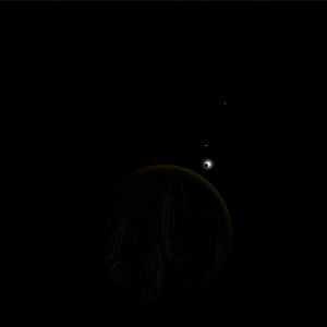 Solar Eclipse of Mare Infinitus, viewed from Tholin. (55 Cancri Star Frontiers)
