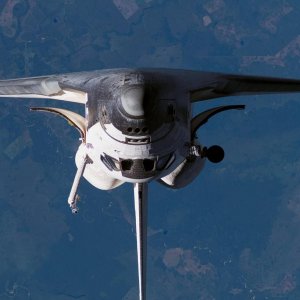 STS 117 overturned Shuttle