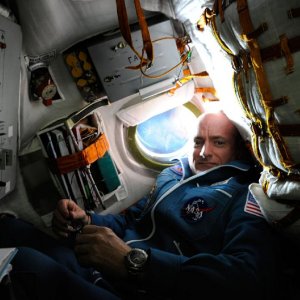 NASA astronaut Scott Kelly on SoyuzTMA-01M Re-entry Module (SA)