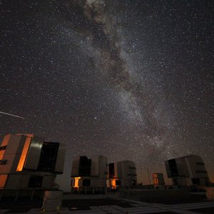 Milky Way Galaxy and Meteor over Paranal Observatory in Chile
