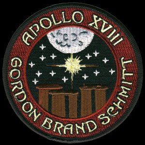 This is the unoffical Apollo 18 patch. Like 19, this one has been modified to "make more sense". In the original, there were only 8 stars (why?). So, 