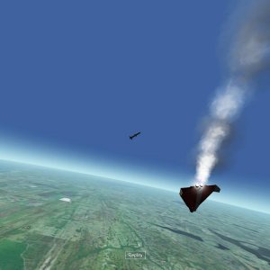 Missile's view of a near-miss, only about 20 meters away from the target.