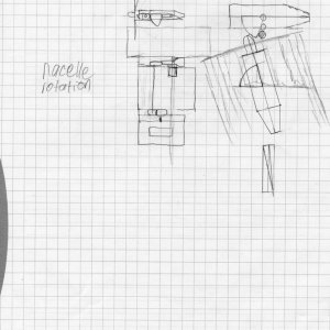 Nacelle tilt mechanism with power crossover shaft for LEGO. Never built.