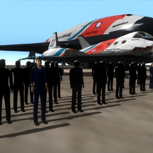 Terran Space Guard
All completed UMmus and the planned ones lined up in front of the XR2 Resolute and the XR5 Impervious.
