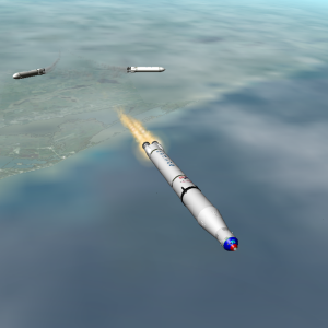 Mission 20130203:

Staging and Tower Jettison. Tower jett not yet animated.