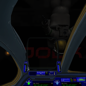 Engineer Hill Lewis IV looking like an orbital roadside window washer, sounds the Enterprise in Armstrong's shuttle bay.
