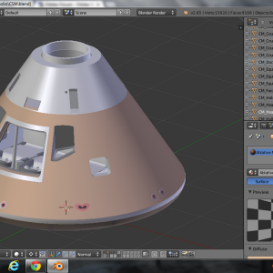 Command Module exterior in Blender.