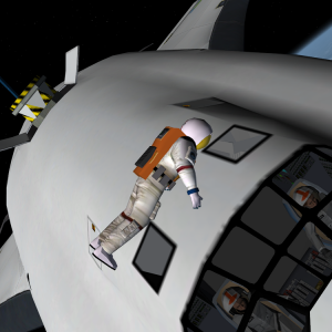 TMac3000 having some fun and knocking at the cockpit window of Chronus. Indy91 and Astrosammy try to concentrate and fly the ship.